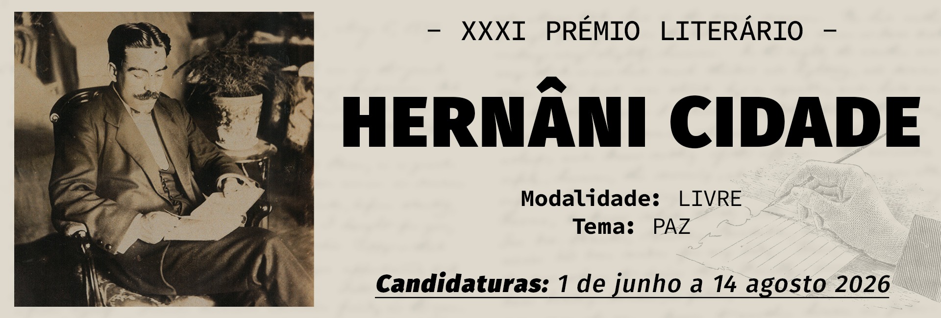 Já estão abertas as candidaturas para o XXXI Prémio Literário Hernâni Cidade